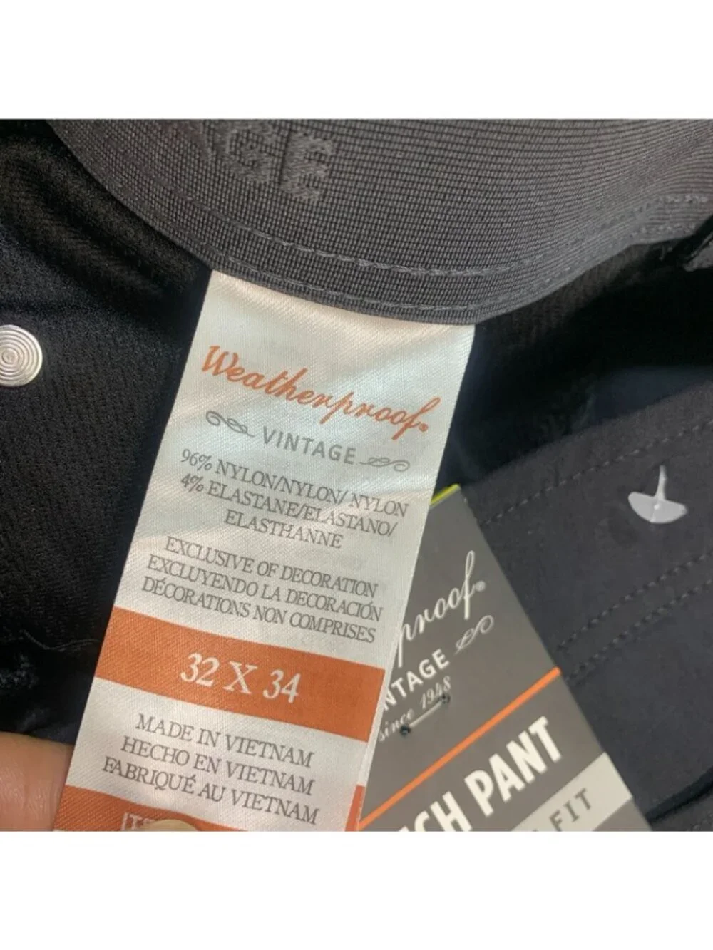 NWT Weatherproof Vintage Men's 32x34 Black Straight Fit Tech Pants Stretched